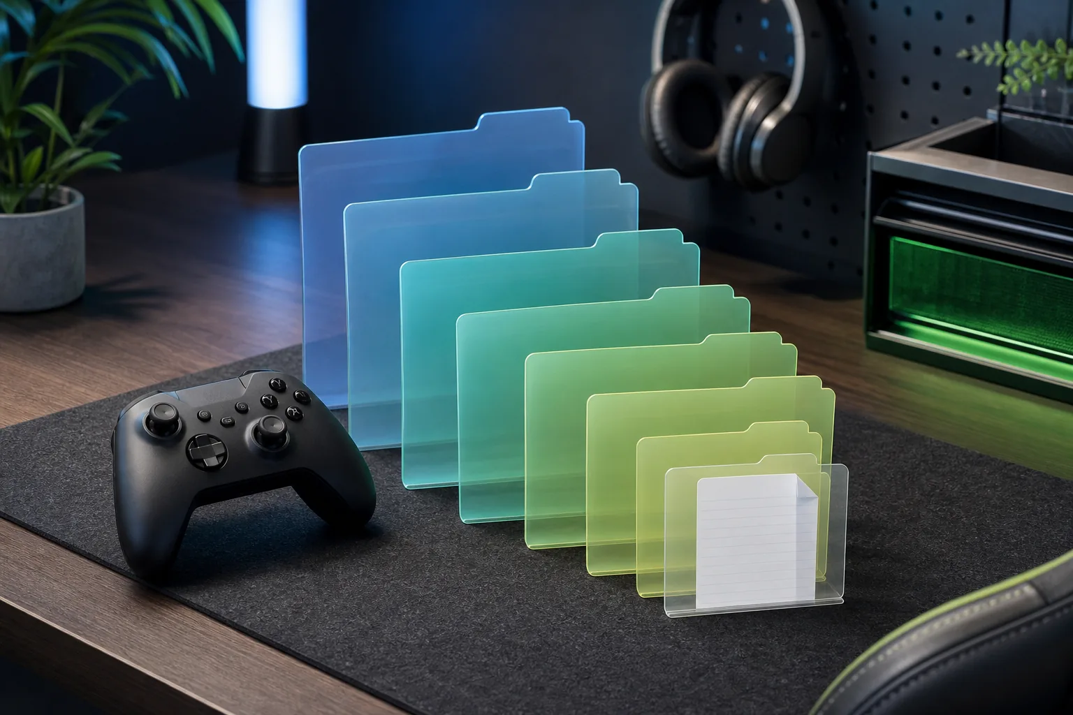 Concept illustration of nested folders and a controller for Citron emulator cheat code setup